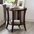 GDFStudio Tyn Modern Round Wooden 2-Tier End Table with Underneath Shelf and Curved Legs