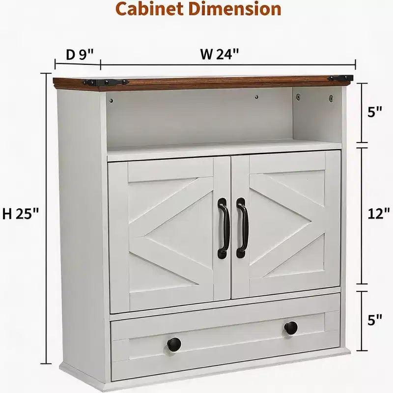 Mobiletto da bagno a muro con ante scorrevoli "Barn Door"