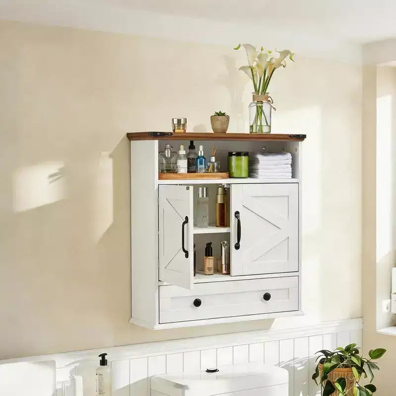 Mobiletto da bagno a muro con ante scorrevoli "Barn Door"