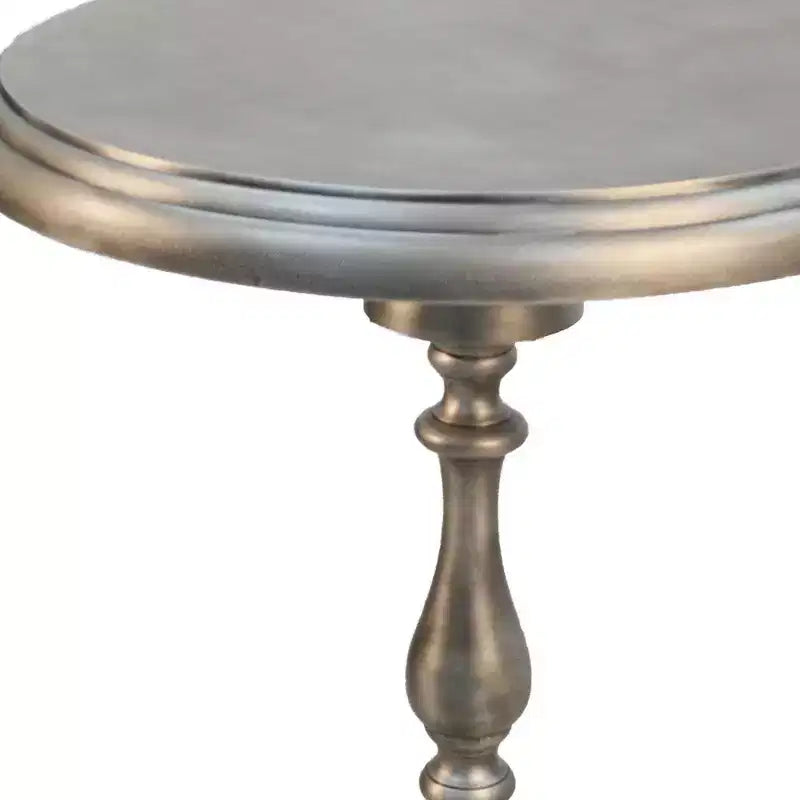 Tavolino rotondo in metallo nichelato anticato da 24"