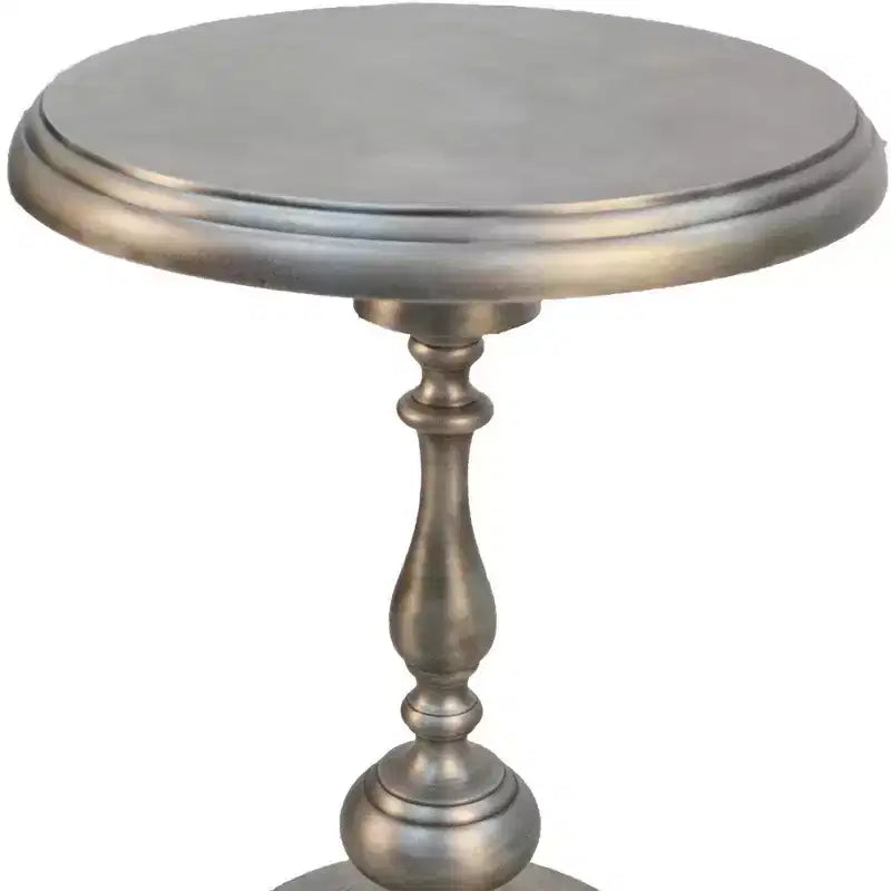 Tavolino rotondo in metallo nichelato anticato da 24"