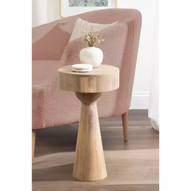 Tavolino rotondo in legno, naturale, 12x12x22