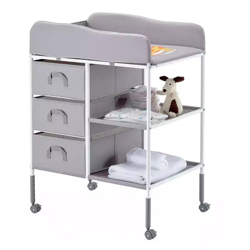 Fasciatoio Portatile con 3 Cassetti e Ruote