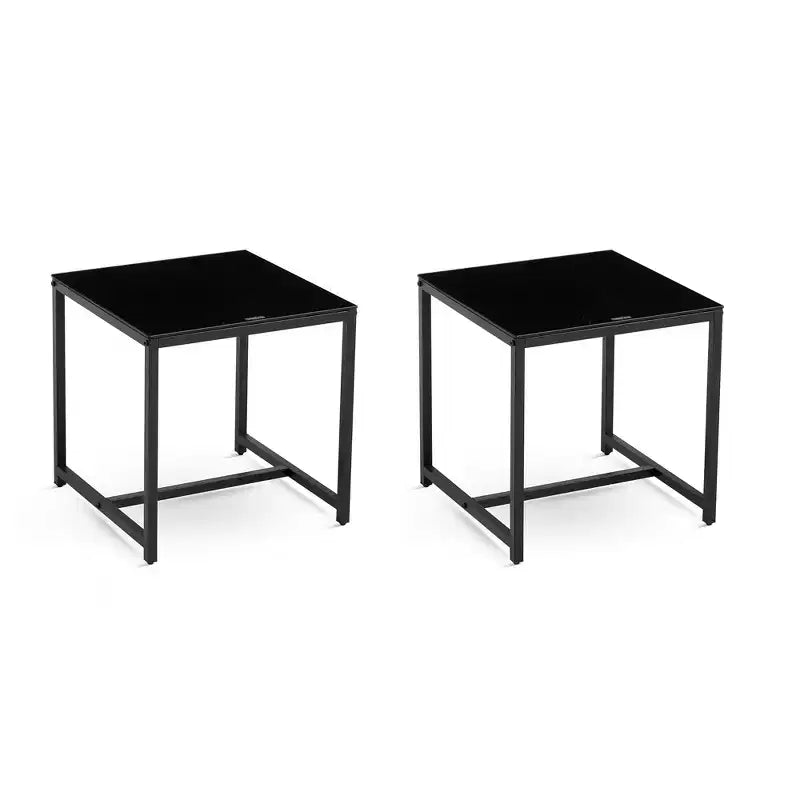Set of 2 Black MDF Nightstands with Metal Legs, Modern Side Tables for Bedroom