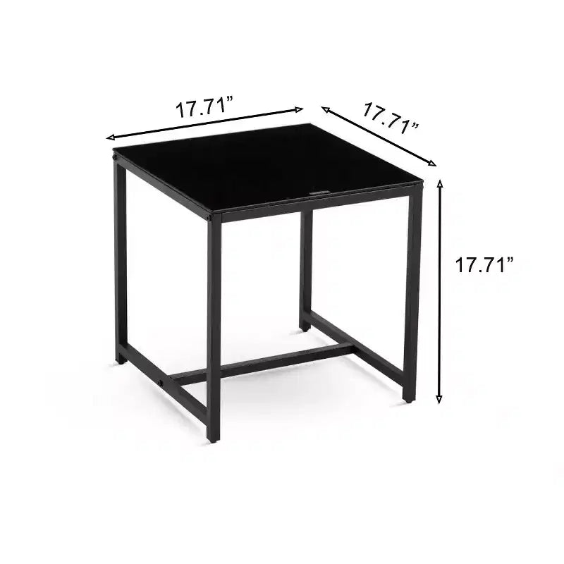 Set di 2 comodini in MDF nero con gambe in metallo, tavolini moderni per camera da letto