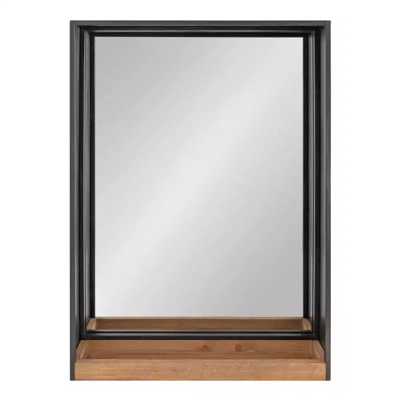 Specchio da Parete Rettangolare con Cornice in Metallo – Marrone Ruggine, 50x75 cm