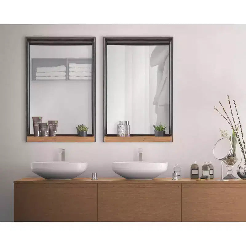 Specchio da Parete Rettangolare con Cornice in Metallo – Marrone Ruggine, 50x75 cm