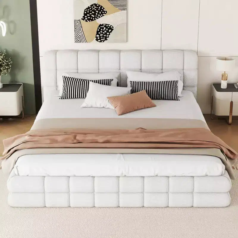 Struttura letto imbottita con testiera in velluto