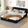 Queen Size Upholstered Wooden Platform Bed Frame with Velvet Headboard - ModernLuxe