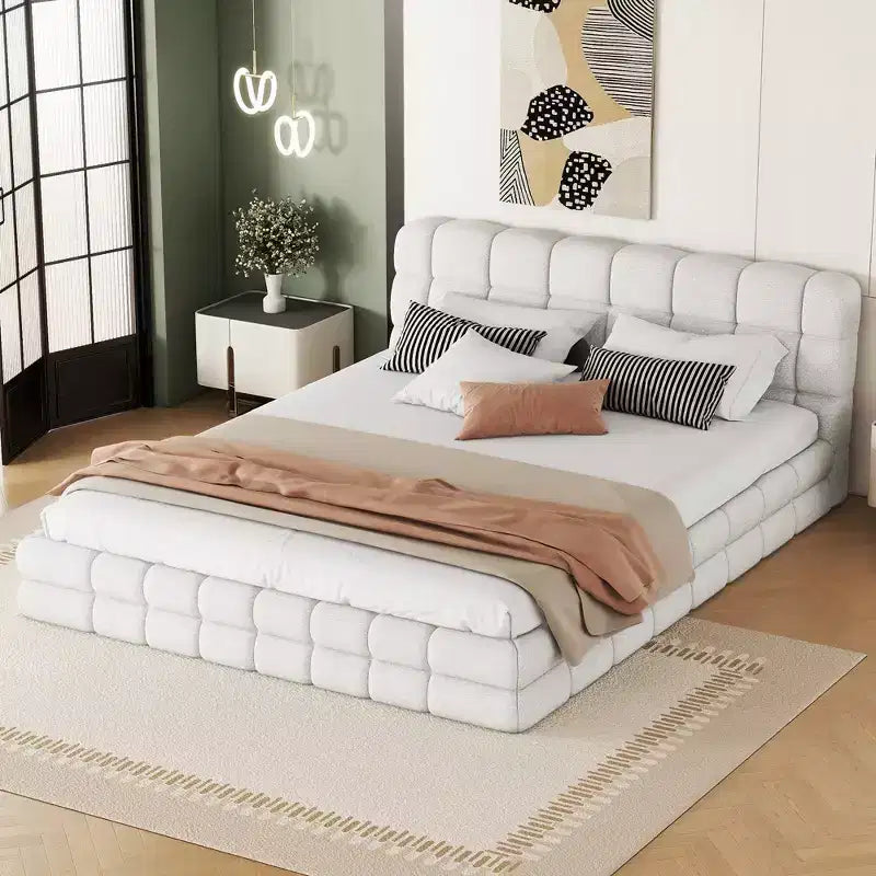 Struttura letto imbottita con testiera in velluto
