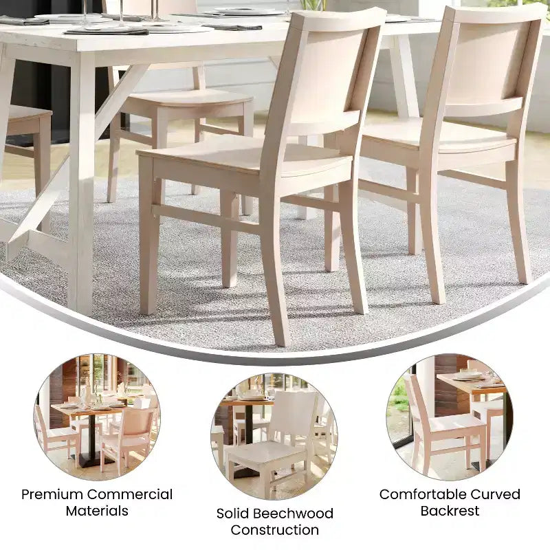 Sedia da pranzo con schienale curvo e struttura in legno massello