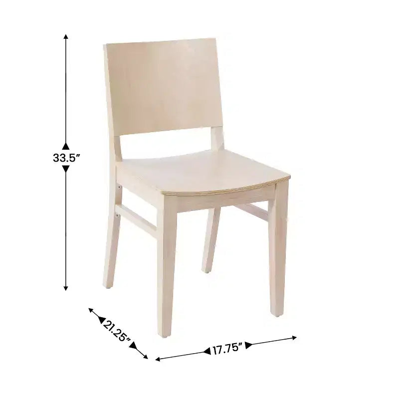 Sedia da pranzo con schienale curvo e struttura in legno massello