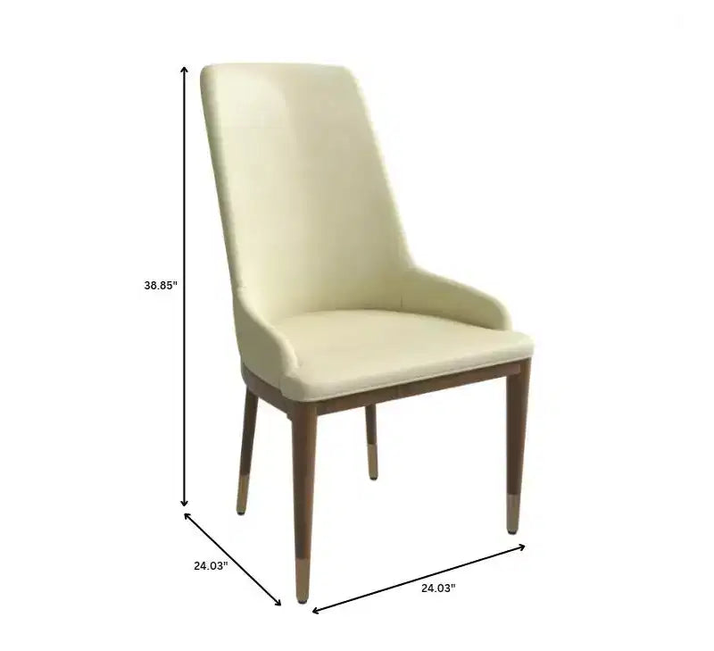 Sedia da pranzo moderna in pelle con gambe in legno di gomma