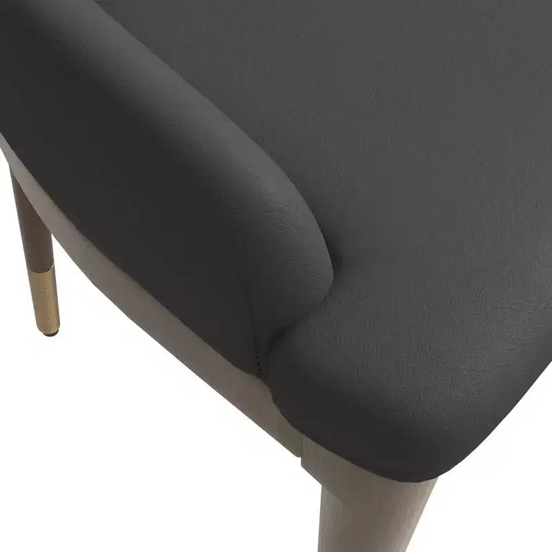 Sedia da pranzo moderna in pelle con gambe in legno di gomma