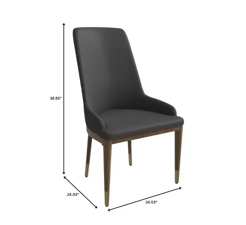 Sedia da pranzo moderna in pelle con gambe in legno di gomma