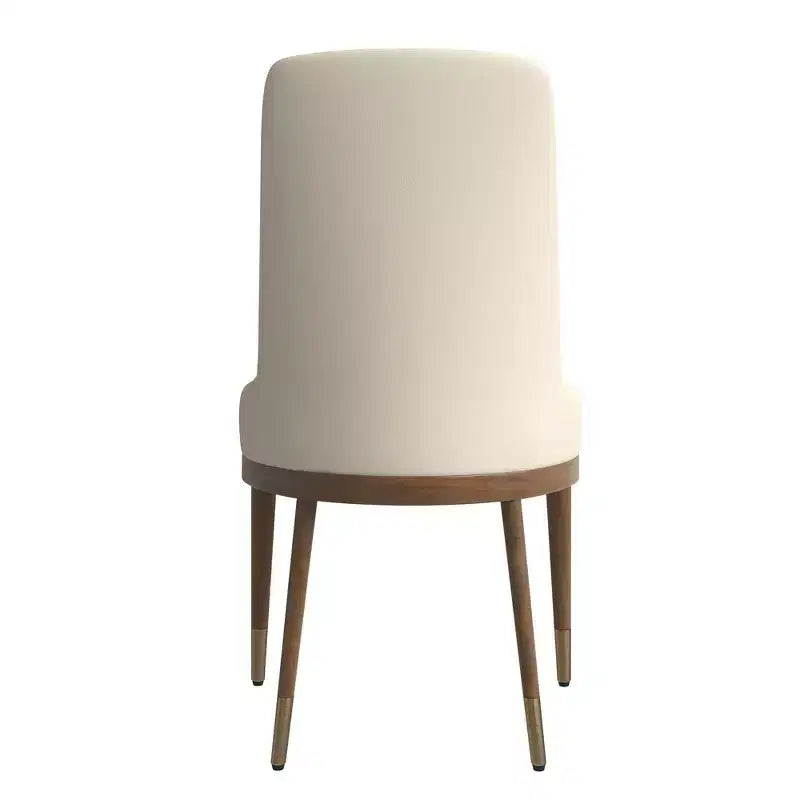 Sedia da pranzo moderna in pelle con gambe in legno di gomma