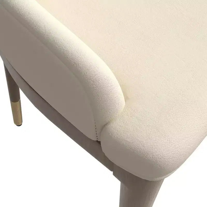 Sedia da pranzo moderna in pelle con gambe in legno di gomma