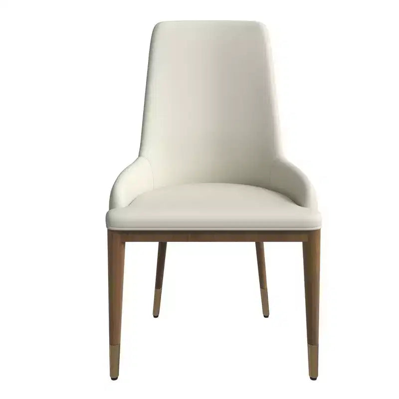 Sedia da pranzo moderna in pelle con gambe in legno di gomma