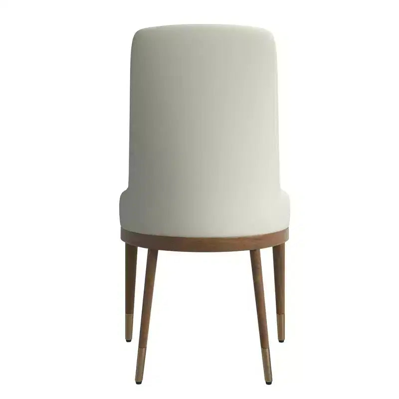 Sedia da pranzo moderna in pelle con gambe in legno di gomma