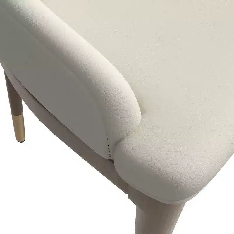 Sedia da pranzo moderna in pelle con gambe in legno di gomma