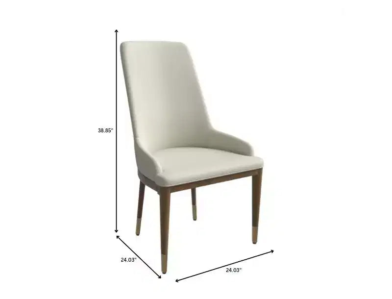 Sedia da pranzo moderna in pelle con gambe in legno di gomma