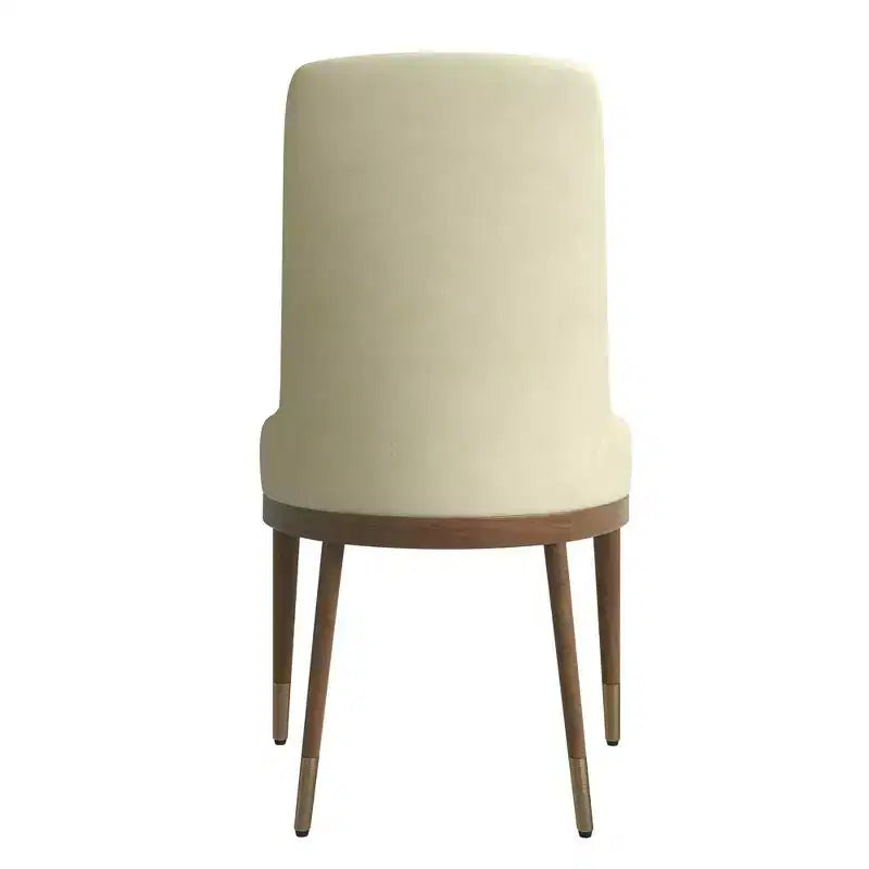 Sedia da pranzo moderna in pelle con gambe in legno di gomma