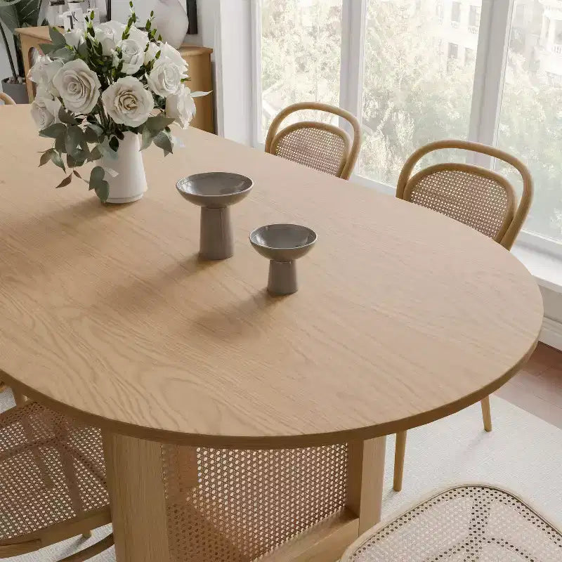 Tavolo da pranzo ovale in legno, 6 posti, legno naturale, 170 cm