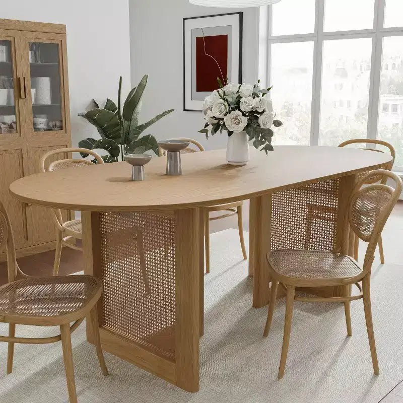 Tavolo da pranzo ovale in legno, 6 posti, legno naturale, 170 cm