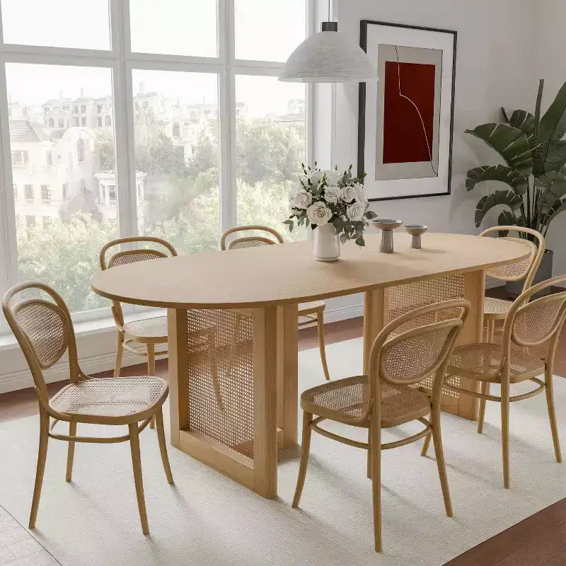 Tavolo da pranzo ovale in legno, 6 posti, legno naturale, 170 cm