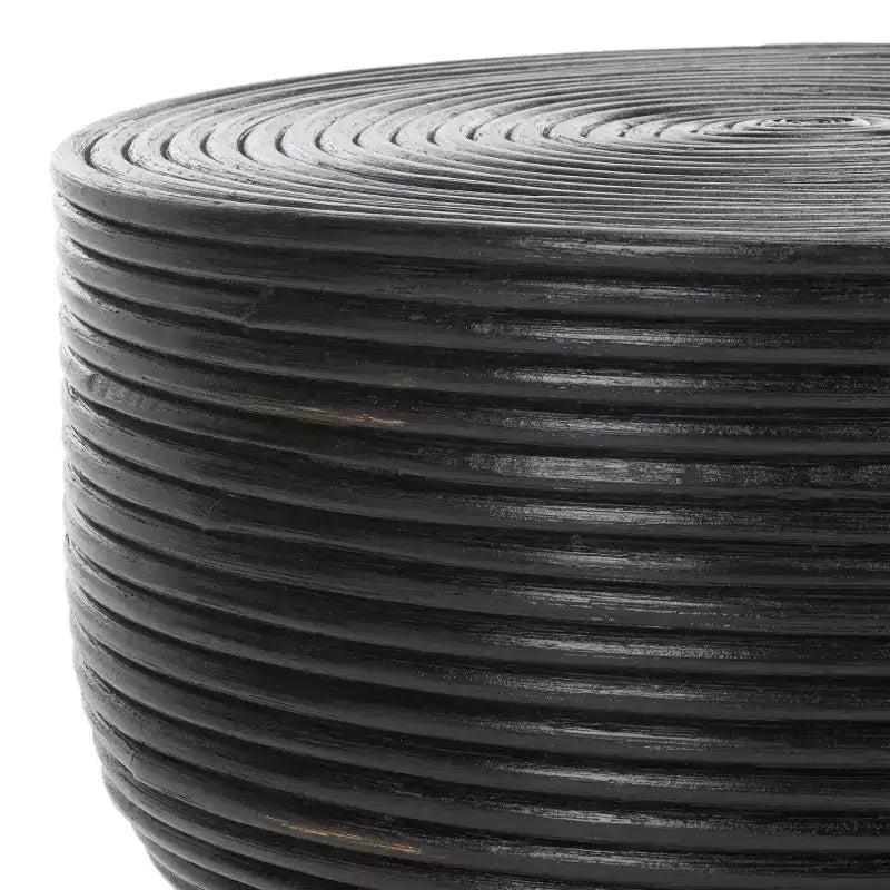 Tavolino d'appoggio rotondo in rattan - Nero anticato