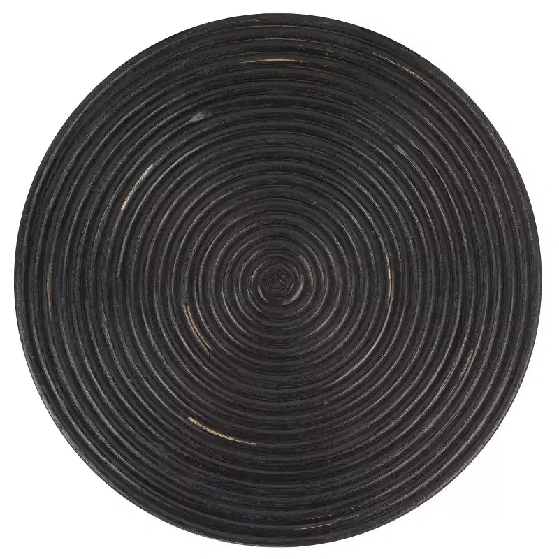 Tavolino d'appoggio rotondo in rattan - Nero anticato