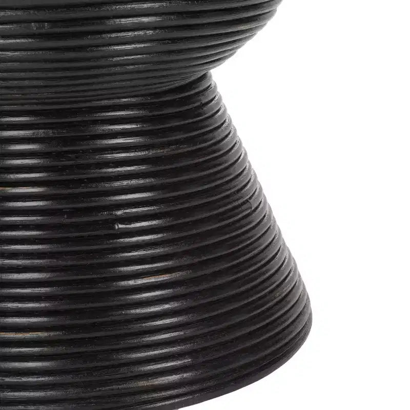 Tavolino d'appoggio rotondo in rattan - Nero anticato