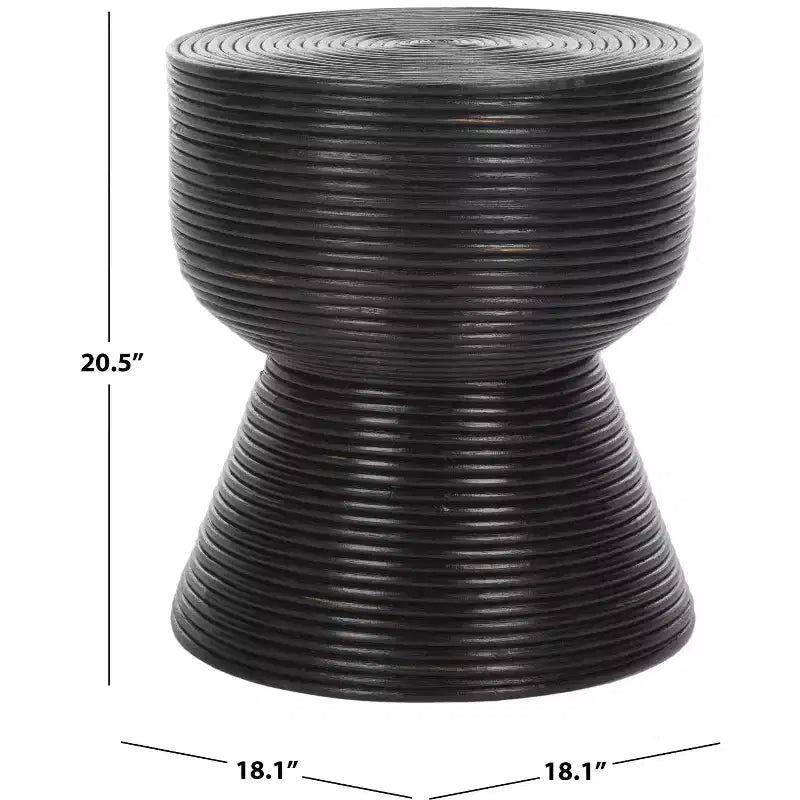 Tavolino d'appoggio rotondo in rattan - Nero anticato