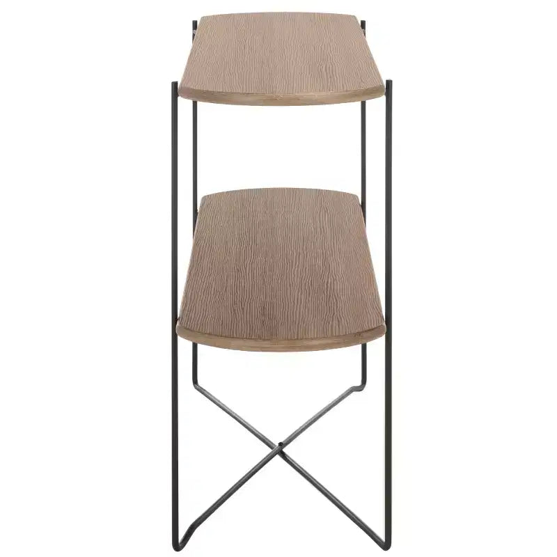 Consolle moderna con ripiano aperto e gambe in metallo