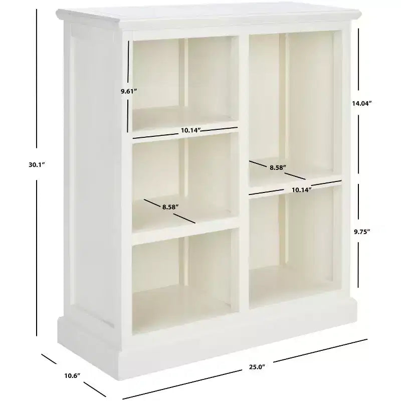 Libreria in Legno a 5 Ripiani con Schienale Chiuso