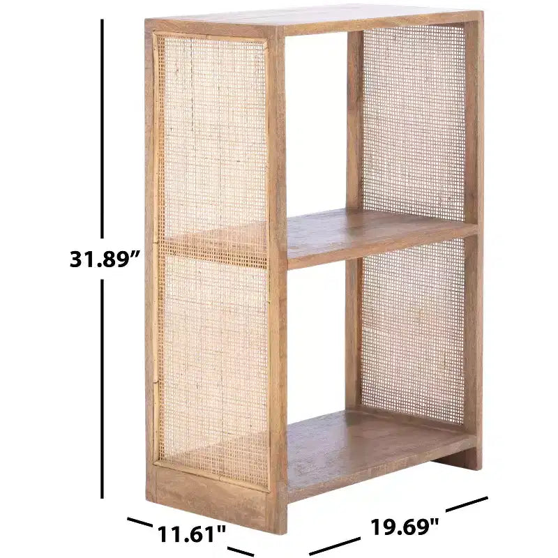 Libreria Etagere a 2 Ripiani in Legno di Mango – Naturale e Marrone Dorato