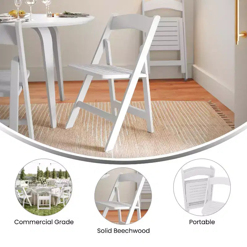 Set di 2 sedie da pranzo Merrick Lane in legno massello con design pieghevole e finitura elegante