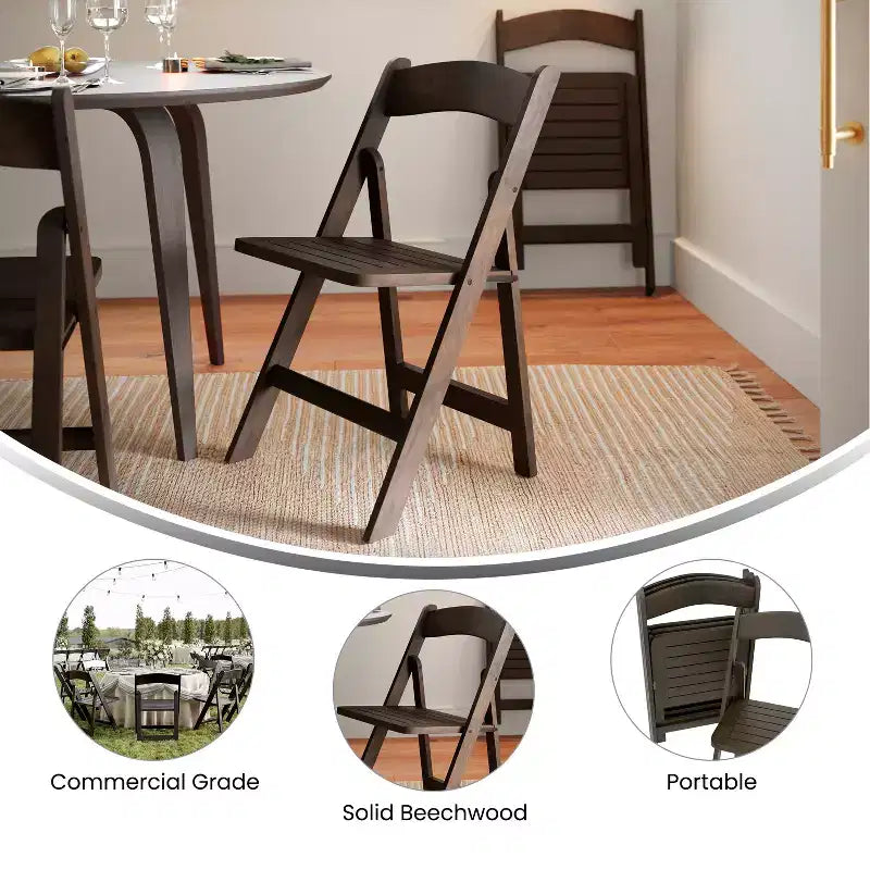 Set di 2 sedie da pranzo Merrick Lane in legno massello con design pieghevole e finitura elegante