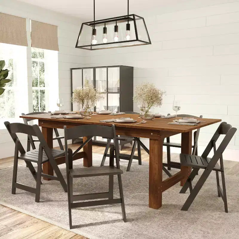 Set di 2 sedie da pranzo Merrick Lane in legno massello con design pieghevole e finitura elegante