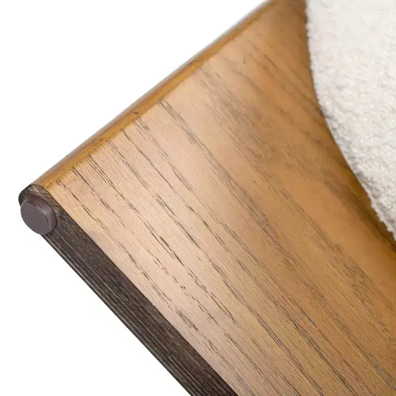 Jennifer Taylor Home Bali Pouf Rotondo Rivestito in Tessuto con Base in Legno Naturale