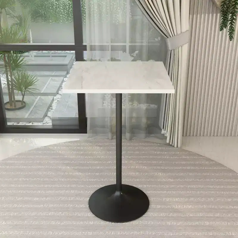 Tavolo da pranzo quadrato da 27" altezza bar - Piano in resina con base a piedistallo in acciaio nero