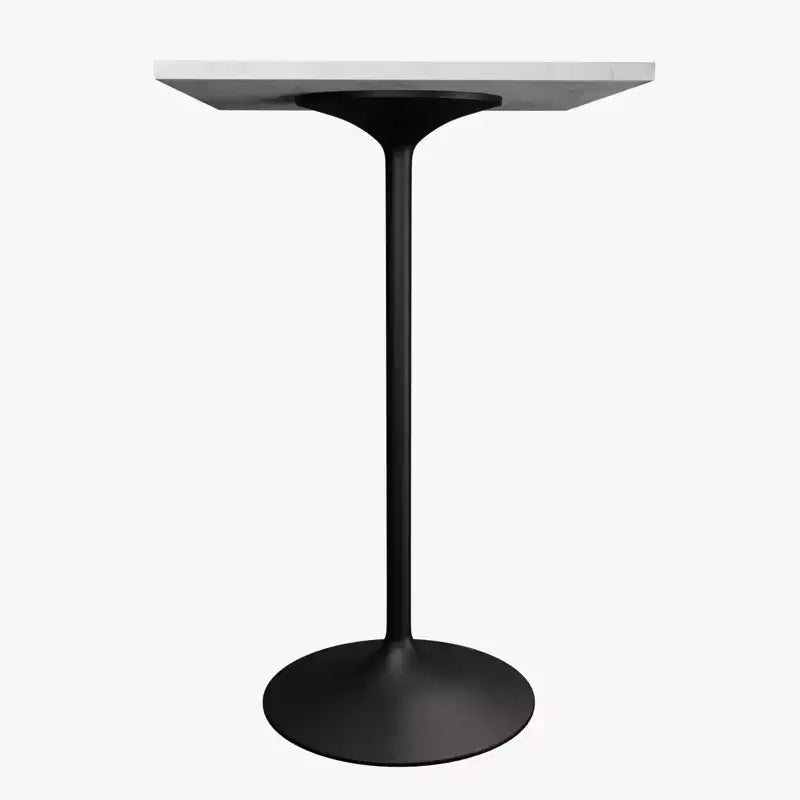 Tavolo da pranzo quadrato da 27" altezza bar - Piano in resina con base a piedistallo in acciaio nero