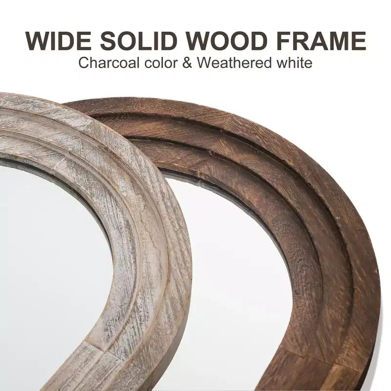 Specchio da parete in legno con gradini ad arco