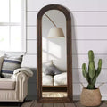 Specchio da parete in legno con gradini ad arco