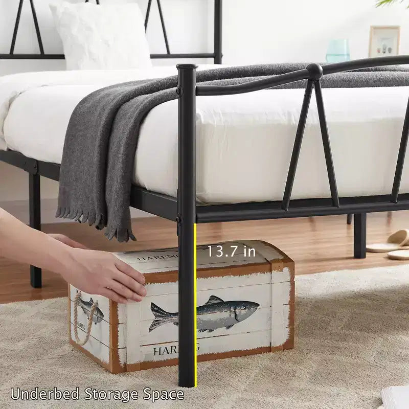 Struttura letto in metallo con testiera e pediera | Matrimoniale, una piazza e mezza, singolo | Contenitore sotto il letto | Non è necessaria la rete a molle