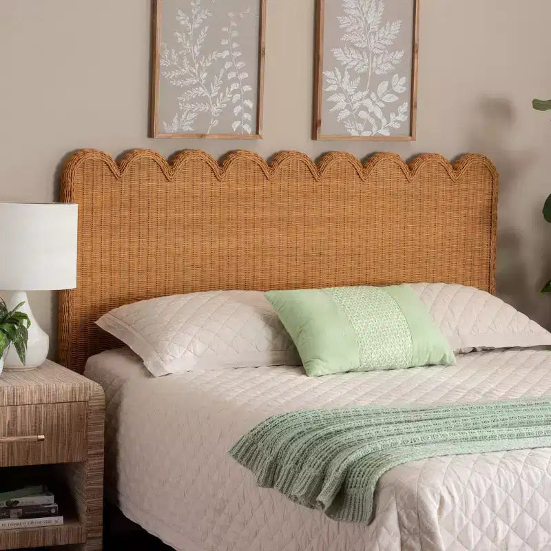 Testata del letto indipendente in rattan smerlato