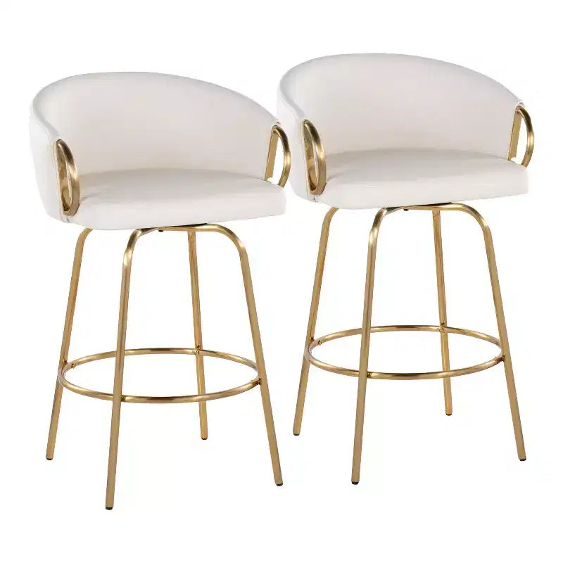 Set di 2 sgabelli da bar altezza bancone con seduta in similpelle